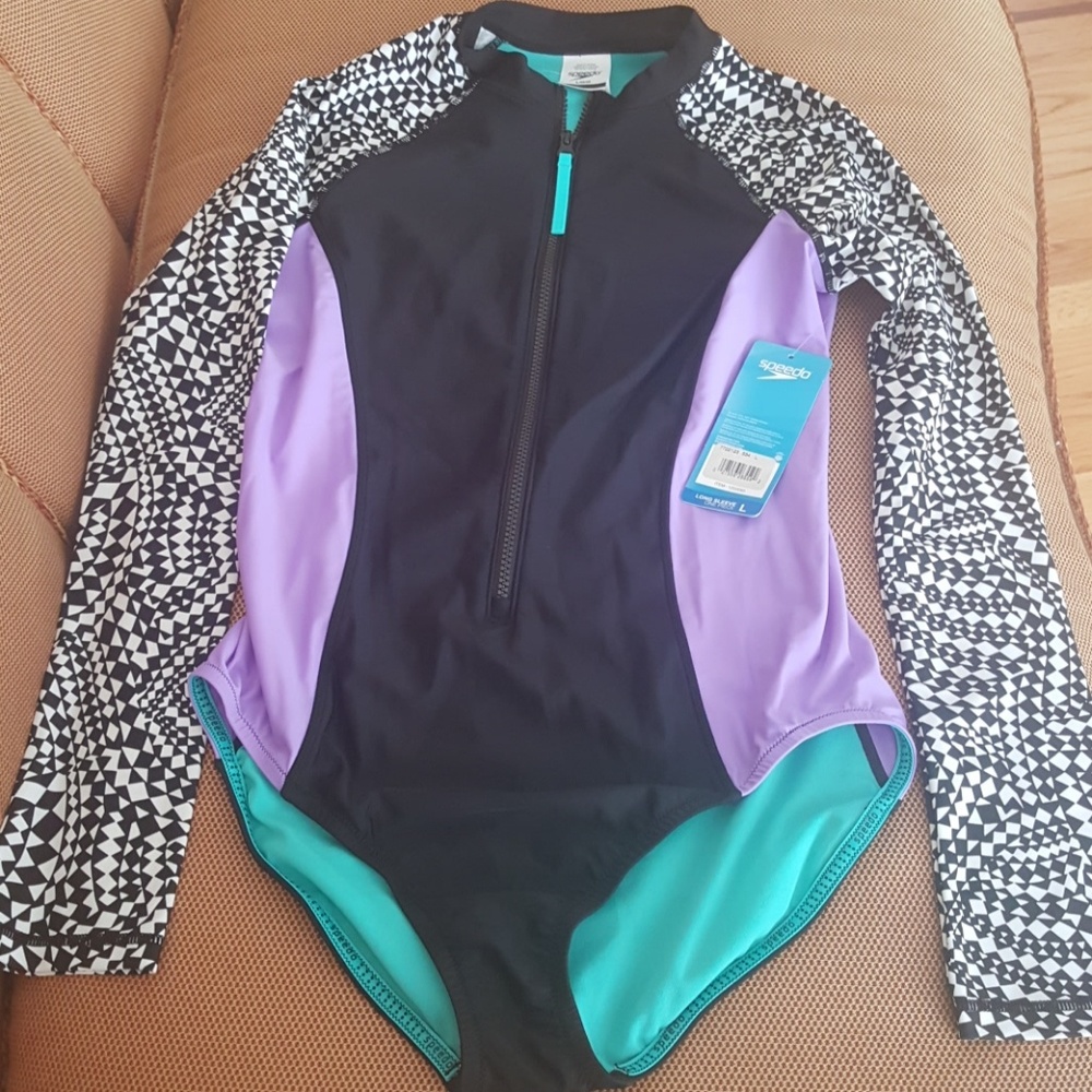 Speedo Long Sleeve One Piece Swimsuit L